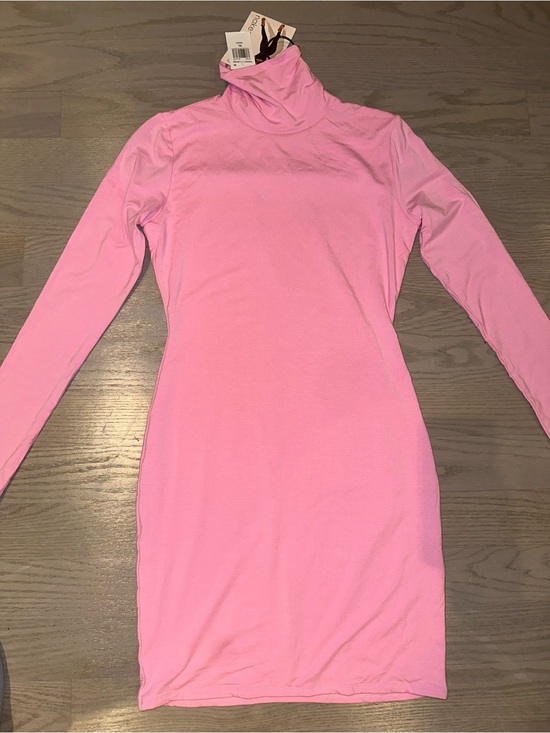 naked wardrobe Dresses & Skirts - naked wardrobe Pink Turtleneck Long-Sleeve Bodycon Dress